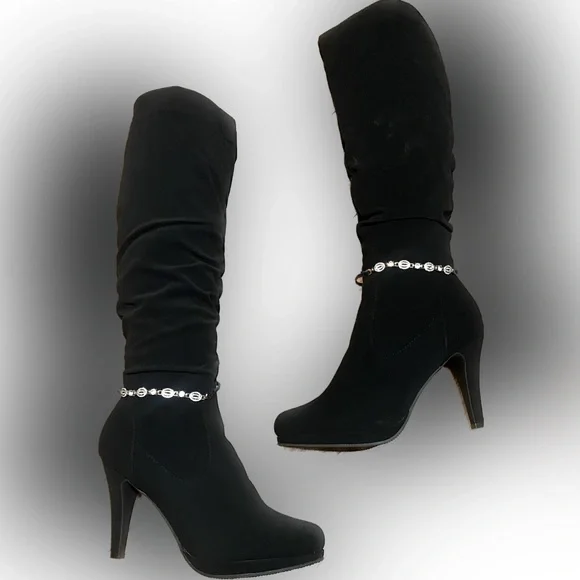 Dream Pairs Sexy Faux Suede Jeweled Ankle High Heel Boots - Picture 2 of 6
